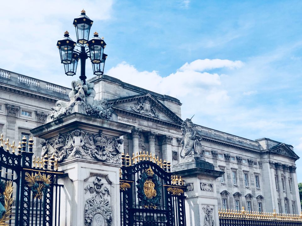 The exterior of Buckingham Palace, the official London residence of Queen Elizabeth II.